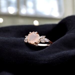 Natural Chalcedony Hexagon Sterling Silver Ring