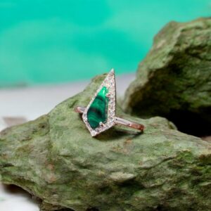Natural Malachite Kite Sterling Silver Ring
