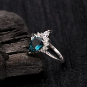 Natural London Blue Topaz Dainty Sterling Silver Ring