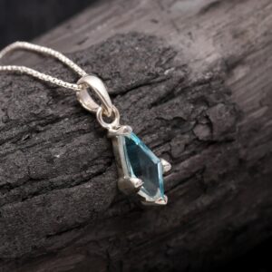 Sky Blue Topaz Kite Shape  Necklace 925 Sterling Silver
