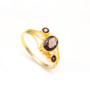 Genuine Smoky Quartz 18k Gold Ring
