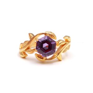 Natural Dendrite Opal Hexagon Shape 18k Gold