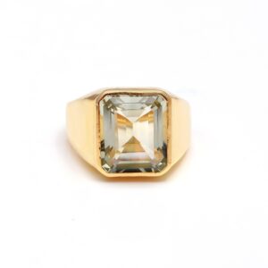 Natural Green Amethyst Octagon Shape 18k Gold