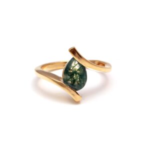 Genuine Green Moss Agate 18k Gold