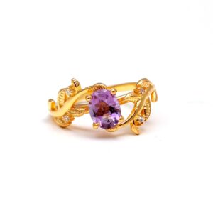 Pink Amethyst Oval Shape 18k Gold Ring