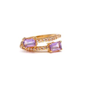 Pink Amethyst Octagon Moissanite 18k Gold