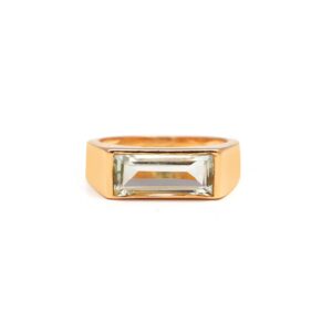 Green Amethyst Baguette Shape 18k Gold Ring