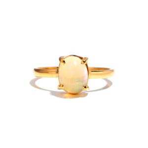 Natural Ethiopian Opal Oval Shape 18k Gold Ring