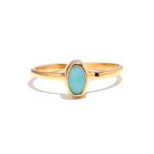 Natural Blue Larimar Oval Shape 18k Gold Ring