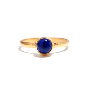 Natural Lapis Lazuli Round Gemstone 18k Gold Ring