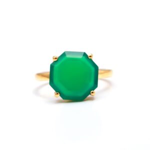 Natural Green Onyx Octagon 18k Gold Ring