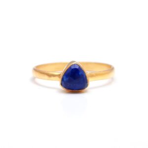 Natural Blue Lapis Lazuli 18k Gold Ring