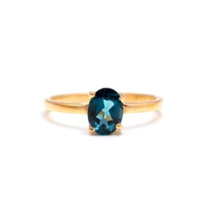 Natural London Blue Topaz 18k Gold Ring
