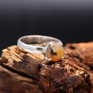 Natural Montana Agate Heart Shape Sterling Silver Ring