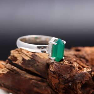 Natural Green Onyx Sterling Silver Ring