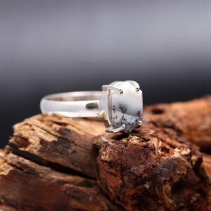 Natural Dendrite Opal Sterling Silver Ring
