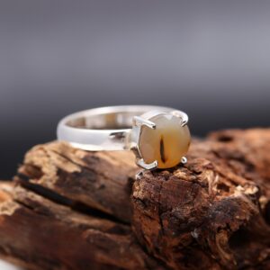 Natural Montana Agate Round Sterling Silver Ring