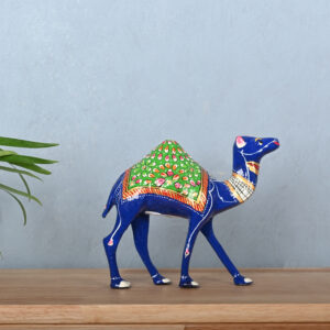 Grand Metal Meenakari Blue Camel with Green Lawazma
