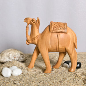 Plain Wooden Camel with Jaali Carving and Lawazma Detailing