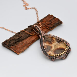 Septarian Gemstone Copper Wire Wrapped Pendant