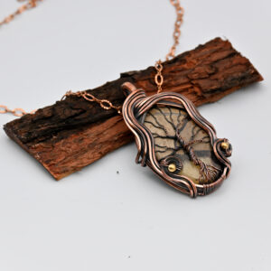 Septarian Gemstone Copper Wire Wrapped Jewelry Pendant