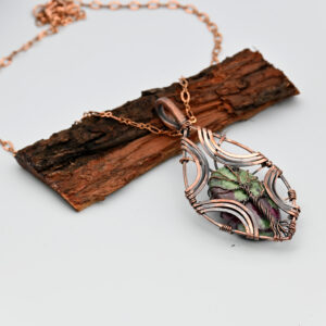 Ruby Zoisite Gemstone Copper Wire Wrapped Jewelry Pendant