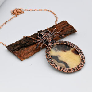 Septarian Gemstone Copper Wire Wrapped Jewelry Pendant