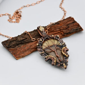 Septarian Gemstone Copper Wire Wrapped Pendant