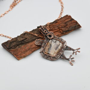 Montana Agate Gemstone Copper Wire Wrapped Pendant