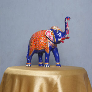 Grand Meenakari Hand-Painted Metal Elephant Figurine