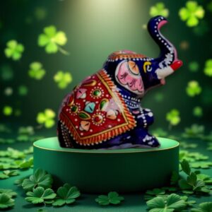 Meenakari Sitting Metal Red Elephant – Handcrafted Decorative