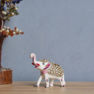 Kundan Meena White Elephant – Handcrafted Royal Décor