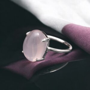 Rose Quartz Oval Shape Vintage Sterling Silver Ring