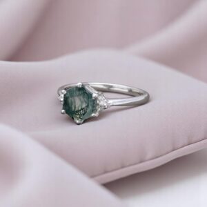 Tree Moss Agate Natural Sterling Silver Ring
