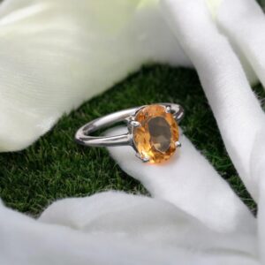 Citrine Quartz Oval Sterling Silver Ring