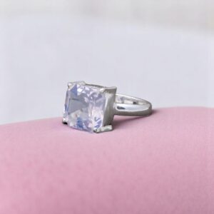 Lavender Quartz Asscher Cut Octagon Sterling Silver Ring