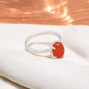 Natural Carnelian Oval Shape Sterling Silver Ring