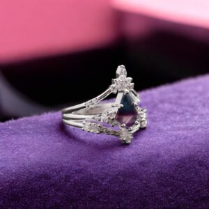 Fluorite Kite Shape Crown Sterling Silver Ring