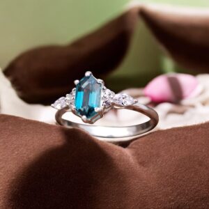 London Blue Topaz Hexagon Beautiful Sterling Silver Ring