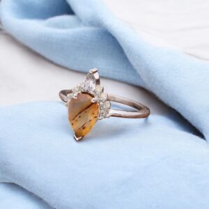 Montana Agate Pear Shape Sterling Silver Ring