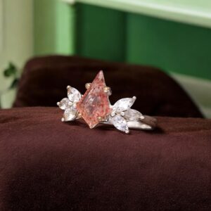 Strawberry Quartz Kite Shape Sterling Silver Ring