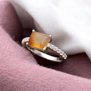 Montana Agate Octagon Shape Sterling Silver Ring