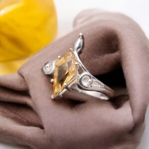 Citrine Kite Shape Designer Sterling Silver Ring