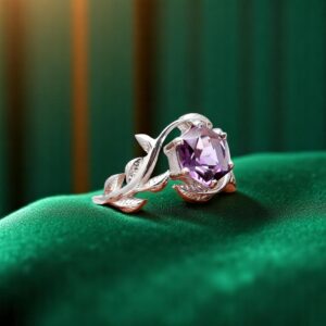 Purple Amethyst Hexagon Sterling Silver Ring