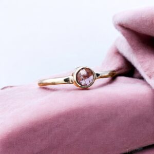 Pink Amethyst Briolette Round Sterling Silver Ring