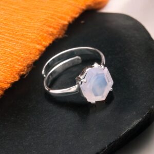 Lavender Quartz Hexagon Shape Sterling Silver Ring