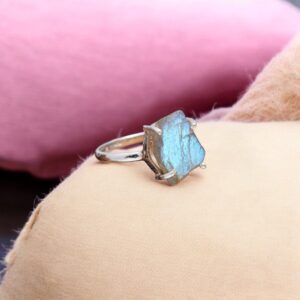 Rainbow Labradorite Rough Sterling Silver Ring