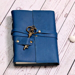 Sky Blue Leather Diary with Key Lock – Secure Your Thoughts in Style